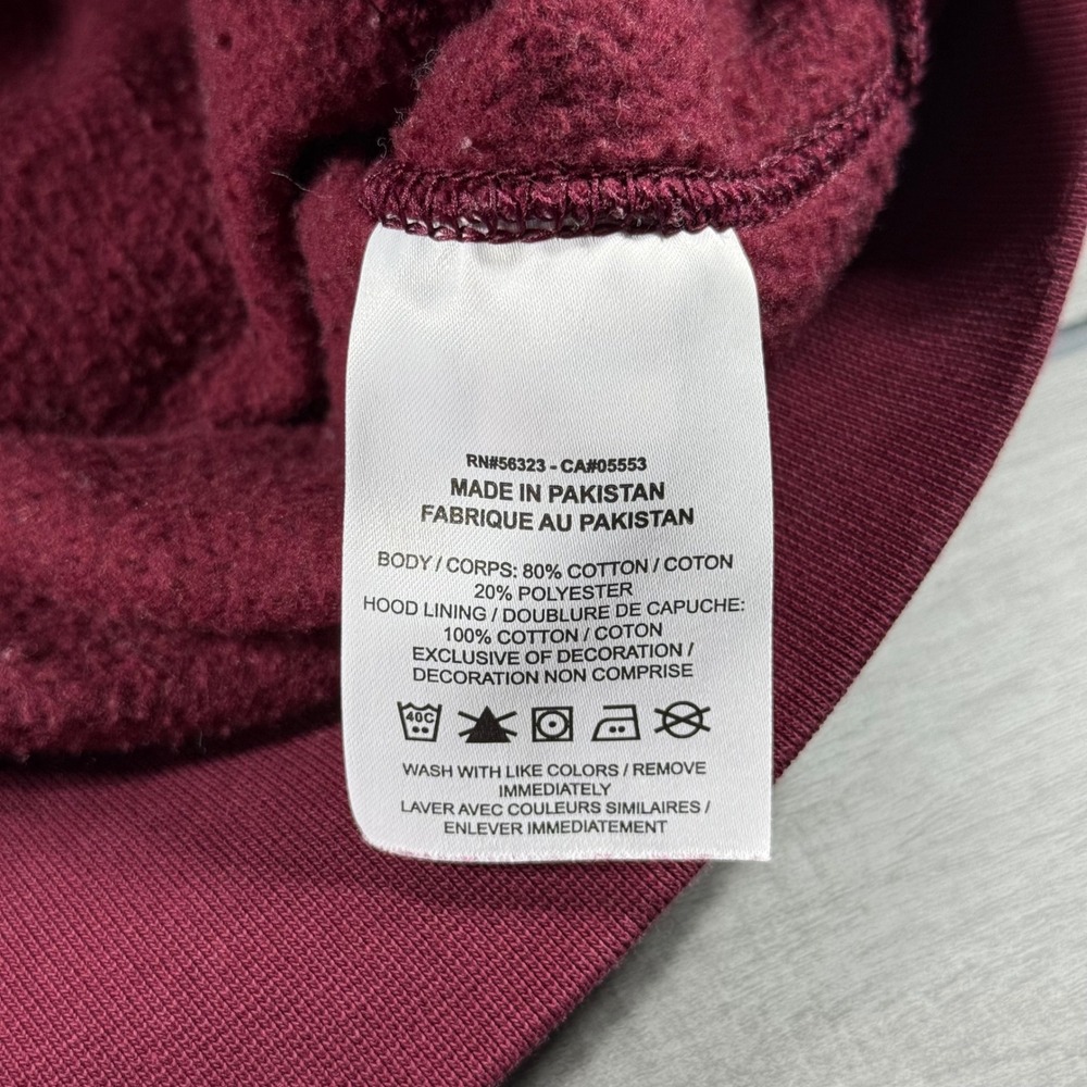 Nike Mens Club Fleece Hoodie Maroon Burgundy Pullover Sweatshirt Medium - Picture 5 of 6